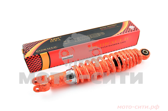 Амортизатор регулируемый Honda DIO / ZX (310 мм, оранжевая паутина) "NDT"