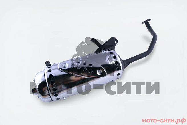 Глушитель для скутера 4T GY6 50 (139QMB/A, круглый, хром) TATA