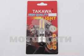 Лампа BA20D (2 уса, 12V, 35W/35W, хамелеон розовый, блистер) "TAKAWA"