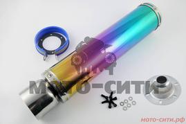 Глушитель прямоток (на скутер, мопед, мотоцикл) 125-600 см3, радуга, mod:17