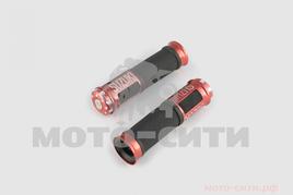 Ручки руля красные (под руль 22 мм, с алюм. отбойником, mod: Suzuki) "GJCT"