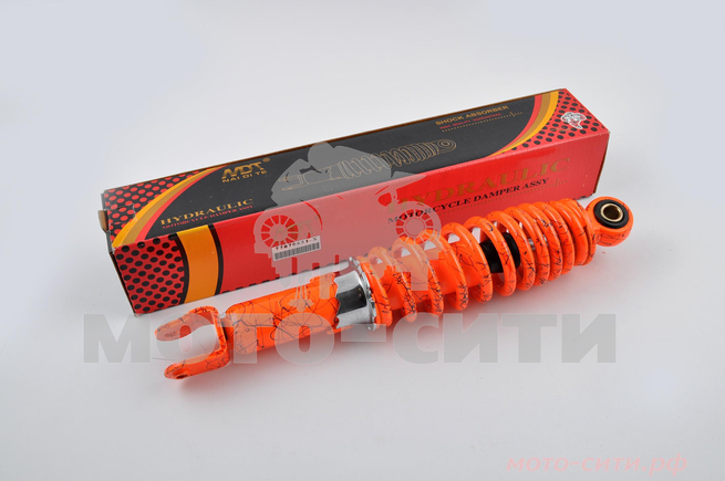 Амортизатор регулируемый Honda DIO / ZX (290 мм, оранжевая паутина) "NDT"