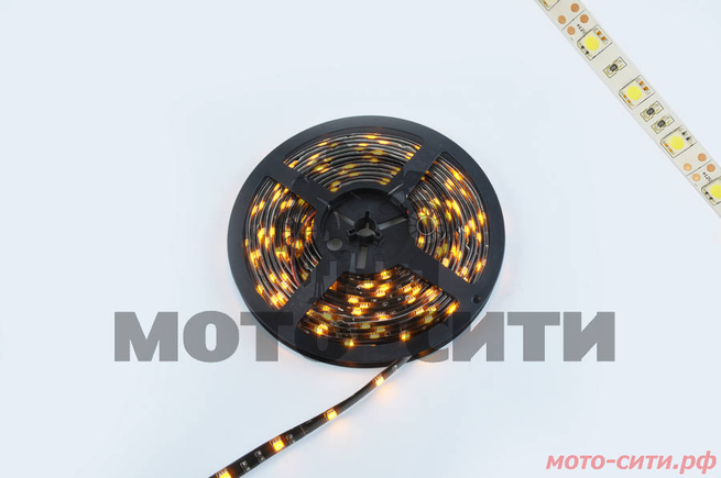 Лента светодиодная SMD 5050 (желтая, влагостойкая, 30 крист/1м, бухта 5м)