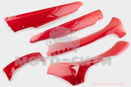 Пластик Zongshen/Viper F1, F50, Hors 056, Soul Country Man X7, Xinling XL125 нижний лыжи (+ планка, красный) "KOMATCU"