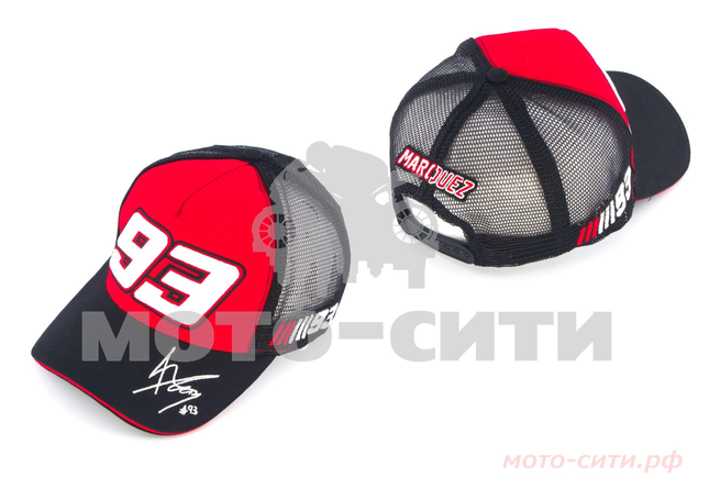 Бейсболка №93 чёрно-красная, сетка "Marc Juez"