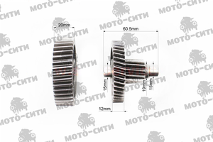 Редуктор в сборе 152QMI / 157QMJ (валы + шестерни, вторичный вал короткий) "SUNY"