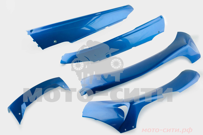 Пластик Zongshen/Viper F1, F50, Hors 056, Soul Country Man X7, Xinling XL125 нижний лыжи (+ планка, синий) "KOMATCU"