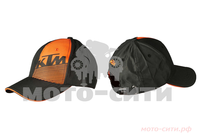 Бейсболка (чёрно-оранжевая, 100% хлопок) "KTM"