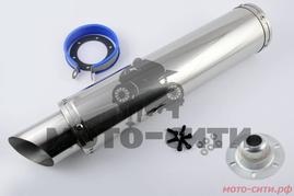 Глушитель прямоток (на скутер, мопед, мотоцикл) 125-600 см3, хром, mod:4