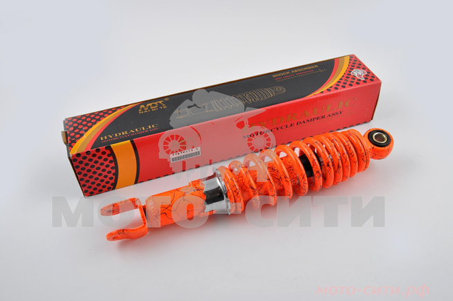 Амортизатор регулируемый Honda DIO / ZX (280 мм, оранжевая паутина) "NDT"