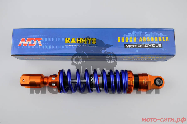 Амортизатор на скутер длина 270mm, тюнинговый (оранжево-синий)