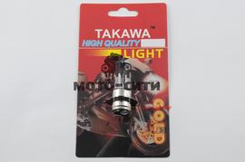 Лампа P15D-25-3 (3 уса, 12V 18W/18W, белая, блистер, S-head) Model A "TAKAWA "