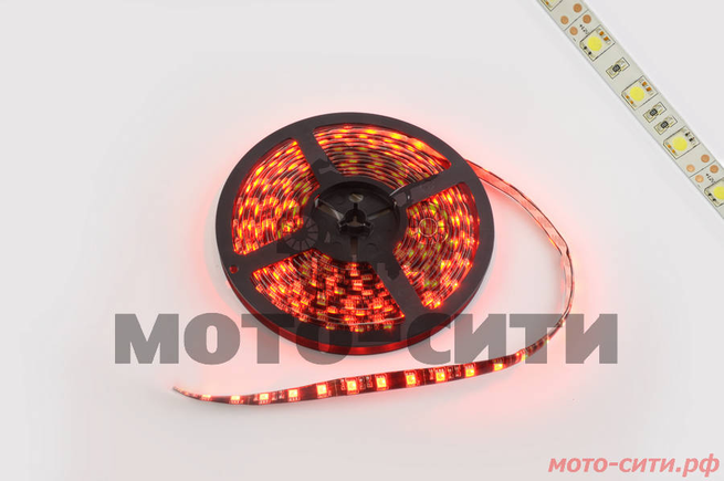 Лента светодиодная SMD 5050 (красная, влагостойкая, 30 крист/1м, бухта 5м)